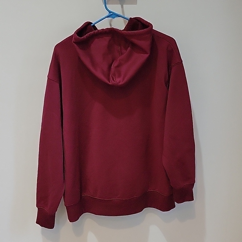 NIKE "just do it" burgundy hooded sweatshirt.  Size Medium.  Dri-fit - Picture 4 of 7